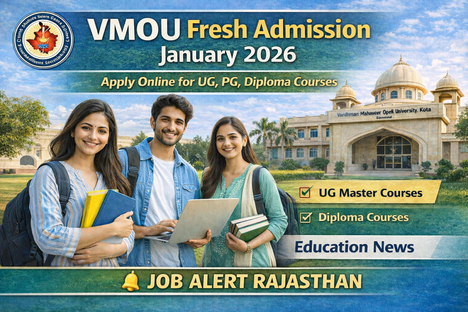 VMOU Fresh Admission January 2026 apply online education news