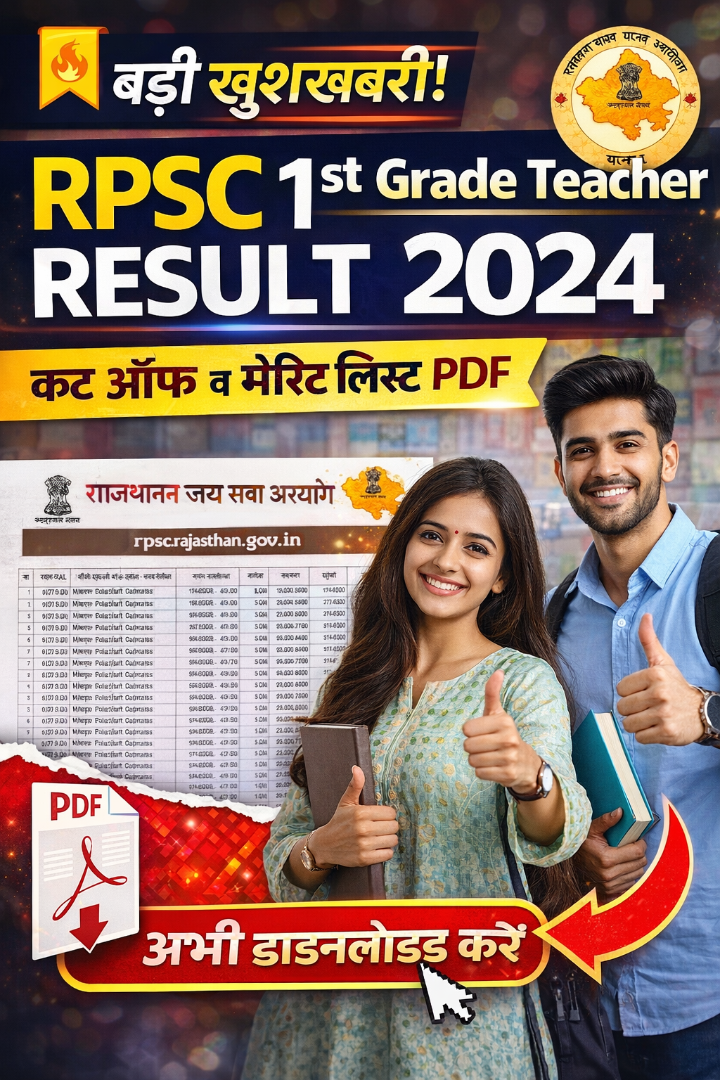 RPSC 1st Grade Teacher Result 2024